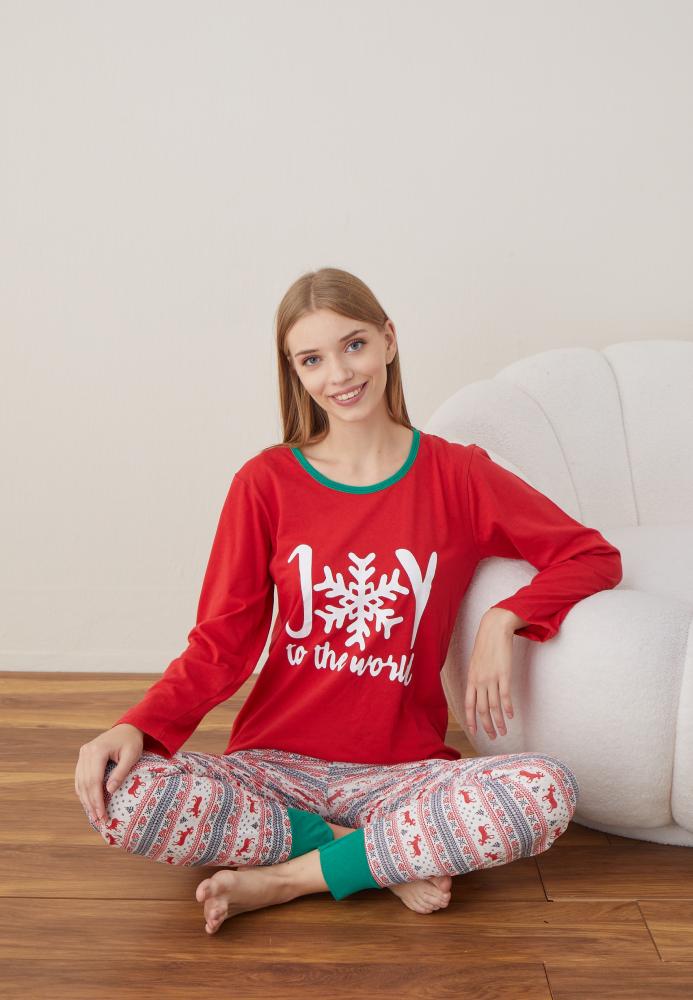 Pijama Dama Craciun ,maneca lunga ,pantaloni lungi,Engros